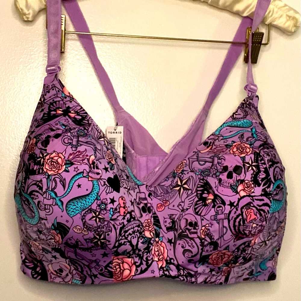 Torrid Bra, Size 48B - Wire-Free Lightly Lined Everyday, Tattoo Mermaid Print